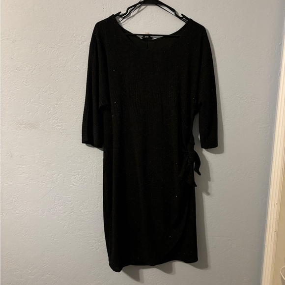 Sparkly black textured dress, knotted waist, size xl - Picture 1 of 9